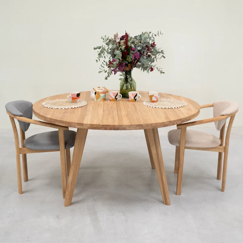Table de salle à manger ronde et à rallonges en chêne massif LEA | NordicStory